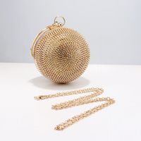 Black Gold Silver Pu Leather Polyester Ball Rhinestone Cylindrical Evening Bags main image 4