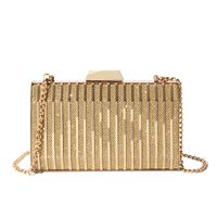 Black Gold Silver Polyester Metal Stripe Solid Color Square Clutch Evening Bag main image 3