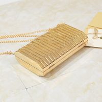 Black Gold Silver Polyester Metal Stripe Solid Color Square Clutch Evening Bag main image 4