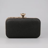 Black Gold Silver Pu Leather Color Block Rhinestone Square Evening Bags main image 5