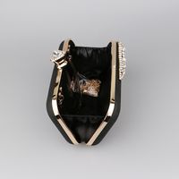 Black Gold Silver Pu Leather Color Block Rhinestone Square Evening Bags main image 6