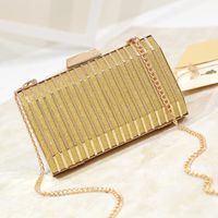 Black Gold Silver Polyester Metal Stripe Solid Color Square Clutch Evening Bag main image 1