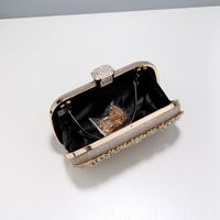 Black Gold Silver Metal Flower Square Evening Bags main image 4