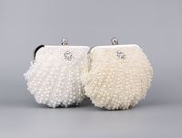 White Pu Leather Flower Shell Clutch Evening Bag main image 3