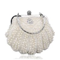 White Pu Leather Flower Shell Clutch Evening Bag main image 2