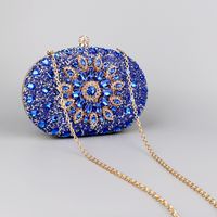 Red Green Blue Pu Leather Polyester Flower Rhinestone Oval Evening Bags main image 4