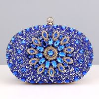 Red Green Blue Pu Leather Polyester Flower Rhinestone Oval Evening Bags sku image 21