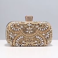 Black Gold Silver Metal Flower Square Evening Bags main image 6