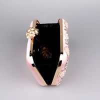 Black Pink Gold Polyester Flower Rhinestone Square Clutch Evening Bag main image 5