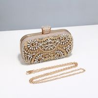 Black Gold Silver Metal Flower Square Evening Bags main image 3
