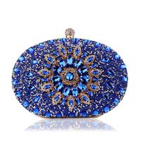 Red Green Blue Pu Leather Polyester Flower Rhinestone Oval Evening Bags main image 3