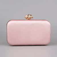 Black Pink Gold Polyester Flower Rhinestone Square Clutch Evening Bag main image 3