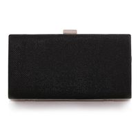 Black Champagne Silver Pu Leather Polyester Solid Color Square Clutch Evening Bag main image 4