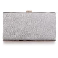 Black Champagne Silver Pu Leather Polyester Solid Color Square Clutch Evening Bag sku image 3