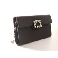 Black Nylon Flannel Solid Color Square Clutch Evening Bag main image 4