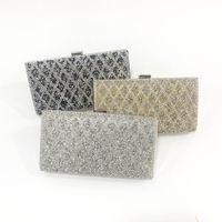 Black Gold Silver Pvc Geometric Rhinestone Square Clutch Evening Bag main image 6