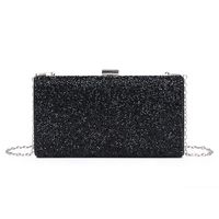 Black Gold Silver Pvc Polyester Solid Color Square Evening Bags sku image 1