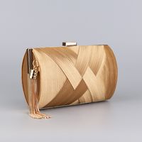 Green Black Gold Pu Leather Polyester Stripe Solid Color Square Clutch Evening Bag main image 3