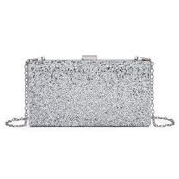 Black Gold Silver Pvc Polyester Solid Color Square Evening Bags sku image 3