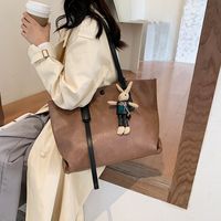 Women's Medium Pu Leather Solid Color Fashion Square Magnetic Buckle Tote Bag main image 2