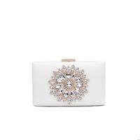 White Red Black Pu Leather Flower Rhinestone Square Evening Bags main image 5