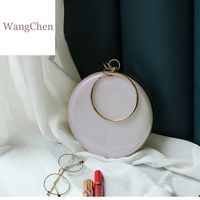 Abs Solid Color Transparent Round Clutch Evening Bag sku image 2