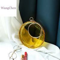 Abs Solid Color Transparent Round Clutch Evening Bag sku image 6