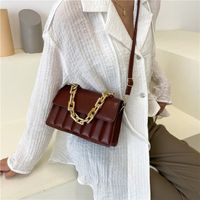 Women's Small Summer Pu Leather Stripe Solid Color Vintage Style Chain Square Flip Cover Handbag main image 4