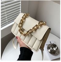 Women's Small Summer Pu Leather Stripe Solid Color Vintage Style Chain Square Flip Cover Handbag sku image 1
