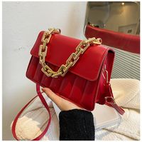 Women's Small Summer Pu Leather Stripe Solid Color Vintage Style Chain Square Flip Cover Handbag sku image 2