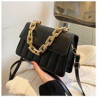 Women's Small Summer Pu Leather Stripe Solid Color Vintage Style Chain Square Flip Cover Handbag sku image 3