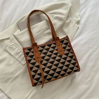 Women's Large Spring&summer Pu Leather Geometric Fashion Bucket Zipper Tote Bag sku image 3