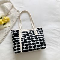 Women's Medium Autumn Pu Leather Plaid Fashion Square Zipper Tote Bag sku image 3