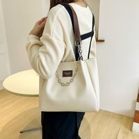 Women's Medium All Seasons Pu Leather Solid Color Basic Bucket Zipper Tote Bag main image 4