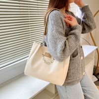 Femmes Moyen Toutes Les Saisons Faux Cuir Couleur Unie De Base Seau Fermeture Éclair Sac À Main main image 2