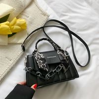 Women's Medium Pu Leather Solid Color Fashion Ribbon Square Magnetic Buckle Crossbody Bag sku image 1