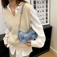 Women's Medium Spring&summer Denim Solid Color Fashion Oval Zipper Cloud Shape Bag main image 4