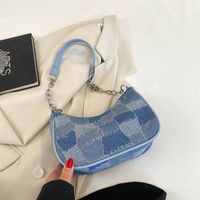 Women's Medium Spring&summer Denim Solid Color Fashion Oval Zipper Cloud Shape Bag sku image 1