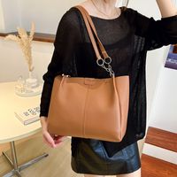 Women's Large All Seasons Pu Leather Solid Color Basic Bucket Zipper Tote Bag main image 4