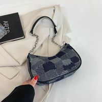 Women's Medium Spring&summer Denim Solid Color Fashion Oval Zipper Cloud Shape Bag sku image 2