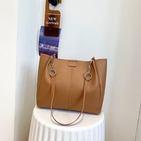 Women's Large All Seasons Pu Leather Solid Color Basic Bucket Zipper Tote Bag main image 6