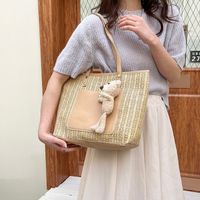 Women's Large All Seasons Straw Solid Color Streetwear Square Zipper Tote Bag main image 4