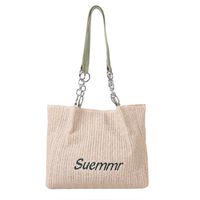 Women's Medium All Seasons Straw Letter Fashion Square Zipper Tote Bag main image 5