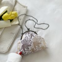 Women's Medium Cotton And Linen Color Block Vintage Style Square Zipper Crossbody Bag sku image 3
