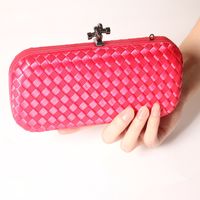Polyester Solid Color Lingge Square Clutch Evening Bag main image 5