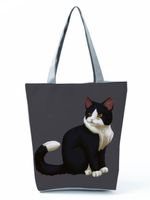 Women's Medium All Seasons Polyester Cat Fashion Square Zipper Tote Bag sku image 6