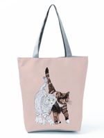Women's Medium All Seasons Polyester Cat Fashion Square Zipper Tote Bag sku image 13