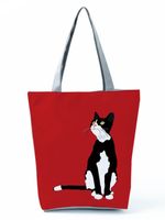 Women's Medium All Seasons Polyester Cat Fashion Square Zipper Tote Bag sku image 9