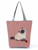 Women's Medium All Seasons Polyester Cat Fashion Square Zipper Tote Bag sku image 14