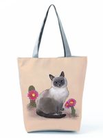 Women's Medium All Seasons Polyester Cat Fashion Square Zipper Tote Bag sku image 18